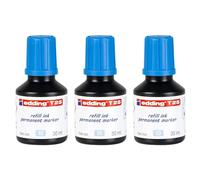 EDDING Lot de 3 Recharges D'encre 30ml T25 Goutte à Goutte Pour Marqueur Permanent Bleu clair