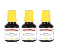 EDDING Lot de 3 Recharges D'encre 30ml T25 Goutte à Goutte Pour Marqueur Permanent Jaune
