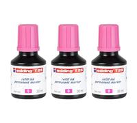 EDDING Lot de 3 Recharges D'encre 30ml T25 Goutte à Goutte Pour Marqueur Permanent Rose