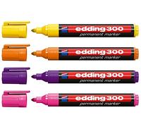 edding Marqueur permanent 300 – pointe ronde 1,5–3 mm – jaune 10 stylos – résiste à l'eau