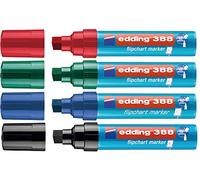 edding Lot de 4 marqueurs pour tableau de conférence 388 - Pointe biseautée 4 à 12 mm