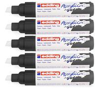 EDDING Lot de 5 Marqueurs Acrylique 5000 Noir Pointe Large 5-10 mm