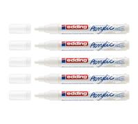 edding Marqueur acrylique 5100 – Pointe ronde 2–3 mm, imperméable – Blanc, 1 unité