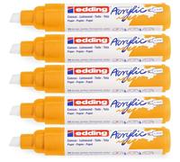 Edding Lot De 5 Marqueurs Acrylique Large 5000 Jaune Soleil 5-10 Mm