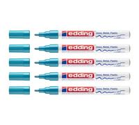 Edding Lot De 5 Marqueurs Peinture Brillante 751 Bleu Clair Pointe Ronde 1-2 Mm