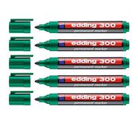 EDDING Lot de 5 Marqueurs Permanent 300 Vert Pointe Ronde 1,5-3 mm