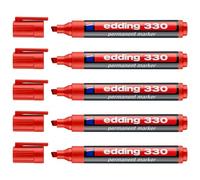 Edding Lot De 5 Marqueurs Permanent 330 Rouge 1-5 Mm