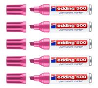 Edding Lot De 5 Marqueurs Permanent 500 Corps Alu Rose Pointe Biseautée 2-7 Mm
