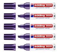 Edding Lot De 5 Marqueurs Permanent 500 Corps Alu Violet Pointe Biseautée 2-7 Mm