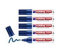 Edding Lot De 5 Marqueurs Permanent 550 Bleu 3-4 Mm