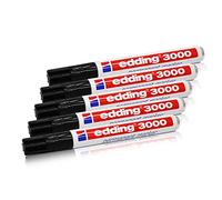 edding Lot de 5 marqueurs permanents rechargeables 3000 Noir 1,5-3 mm
