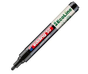 Edding Lot de 50 marqueurs EcoLine - Noir - 1 stylo - Pointe ronde 2-3 mm - Encre à base d'eau, hautement opaque et imperméable - Stylo pour verre, pierre, bois, plastique et papier