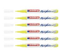 Edding Lot De 6 Marqueurs Acrylique Fin 5300 Jaune Fluorescent 1-2 Mm