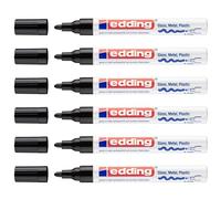 EDDING Lot de 6 Marqueurs peinture encre permanente laquée noir pour toutes surfaces, pointe moyenne