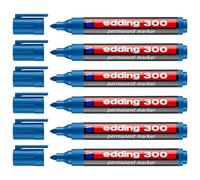 EDDING Lot de 6 Marqueurs Permanent 300 Bleu clair Pointe Moyenne 1,5-3 mm
