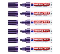 Edding Lot De 6 Marqueurs Permanent 500 Corps Alu Violet Pointe Biseautée 2-7 Mm