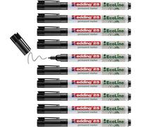 Edding marqueur permanent 25 - noir - boîte de 10 - pointe ogive 1 mm - stylos imperméables, à séchage rapide et anti-bavure - rechargeables