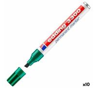 edding 3300 Marqueur permanent - vert - 10 stylos - pointe biseautée 1-5 mm - sèche vite - résiste à l'eau et à l'essuyage - pour carton, plastique, bois, métal - Marqueur universel