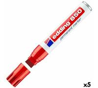 edding Marqueur permanent 850 – rouge – 5 stylos – pointe biseautée 5–15 mm