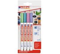 Edding Marqueurs craie 4085 – 4 métallisés bleu/vert/rose/violet – pointe 1-2 mm