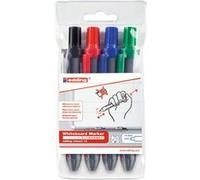 edding retract 12 marqueur pour tableaux blancs - noir,rouge,bleu,vert - 4 stylos - Pointe ronde 1,5-3 mm - sans capuchon - pour une utilisation d'une main sur tableau blanc,magnétique, en liège, mémo