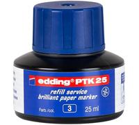 Edding Encre de recharge PTK 25 - bleue - 25 ml - avec système capillaire, idéale pour recharger proprement et simplement presque tous les marqueurs papier Brilliant.