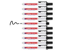 edding retract 11 Marqueur permanent - Noir - 10 stylos - Pointe ronde 1,5-3 mm - Imperméable, sèche vite - pour une utilisation facile d'une seule main - pour carton, plastique, bois, métal, verre