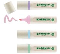 Edding Surligneur 24-4 surligneurs aux pastel - pointe biseautée 2-5 mm - rechargeable, fabriqué à partir de matériaux recyclables