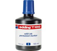 Edding T 100 Recharge d'encre marqueurs permanents - bleu - 100 ml - système de compte-gouttes, pour recharger rapidement presque tous les marqueurs permanents