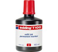 Edding T 100 Recharge d'encre marqueurs permanents - rouge - 100 ml - système de compte-gouttes, pour recharger rapidement presque tous les marqueurs permanents
