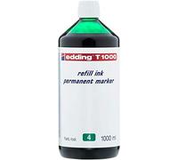 Edding T 1000 Marqueur permanent à encre rechargeable - vert - 1000 ml - avec système de distribution goutte à goutte, pour un remplissage rapide de presque tous les marqueurs permanents