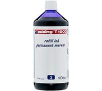 Edding T 1000 Recharge d'encre pour marqueur permanent - bleu - 1000 ml - avec système de distribution par gouttes, pour un remplissage rapide de presque tous les marqueurs permanents