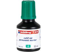 Edding T 25 Recharge d'encre pour marqueur permanent - vert - 30 ml - avec système de distribution par gouttes, pour une recharge rapide de presque tous les marqueurs permanents
