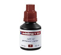 Edding Recharges d'encre T25 – Lot de 3 30 ml – Système goutte-à-goutte – Marron