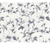 EDEM 9080-20 Papier peint floral satiné blanc gris 10,65 m2