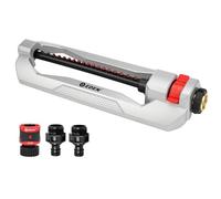Eden 94110 Arroseur oscillant Robuste en métal | Couvre jusqu'à 308 m², 18 Buses de précision, portée réglable, Moteur Turbo Drive, kit de raccord Rapide