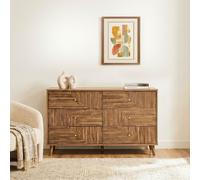 Eden - Commode 6 Tiroirs Façades Lamellées - Bois Clair