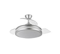 Eden pulse Ventilateur DC 72 W, 6120 lm, couleur argent, 110°, 3 pales, 3000-4000-6000 K, télécommande, minuterie, mémoire, idéal pour climatisation et confort.