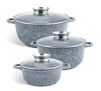 EDENBERG 6 pcs. Set en granit avec revêtement céramique Pots, EB-8020