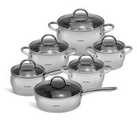 EDENBERG Batterie de cuisine Casserole 12 pc. Couvercle en verre Acier inoxydable