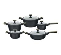 EDENBERG black pots INDUCTION GLASS LID ceramic pots and pans set, gold, RB-5656 coated pots, cooking pots set| cookware set