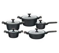 EDENBERG black pots INDUCTIVE GLASS COOKING POTS set, copper, EB-5657 coated pots, cooking pots set| cookware set