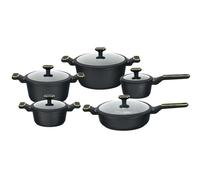 EDENBERG casseroles noires COUVERCLE EN VERRE À INDUCTION ensemble de marmites en céramique et poêle, or, casseroles EB-5656