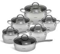 Edenberg Modern Set de 12 casseroles en acier inoxydable, Set de casseroles à induction, Casseroles & poêles revêtues, Set de casseroles|induction, Casseroles EB4052