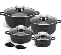 EDENBERG Stonetec Line - Set de 10 ustensiles de cuisine de luxe en aluminium forgé - Noir