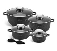 EDENBERG Stonetec Line - Set de 10 ustensiles de cuisine de luxe en aluminium forgé - Noir EB8142