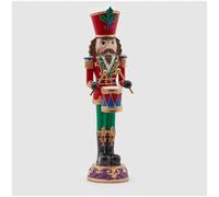 EDG - Enzo De Gasperi Soldat Casse-Noisette de Noël avec tambour et socle, figurine de Noël en résine H35 cm