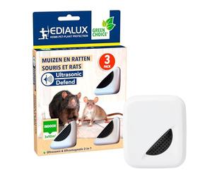 Edialux Répulsif ultrasons Souris et Rats Lot de 3 pour IntéRieur, Ondes sonores Anti rongeurs, Solution sans Danger pour Animaux, Chaque Appareil Couvre 90 m2