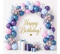 EDIESI, Ballons Bleus, 52 Pcs + 2 Rubans, Decoration Anniversaire, Ballon Violet, Baby Shower, Joyeux Anniversaire, Bapteme, Bleu Marine, Anniversaire Garcon