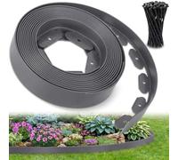 Ediesi, Bordure Jardin extérieur 10 m Flexible, Bordure de Jardin Plastique résistante 5 mm, délimiteur Gazon allées parterres, Installation Facile avec 30 piquets (Gris, 10 mètres)